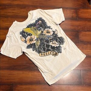 White Short Sleeve Tee with Vintage Graphic Design